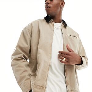 🔥ASOS Men's Beige and Black Collar Jacket Sz XS